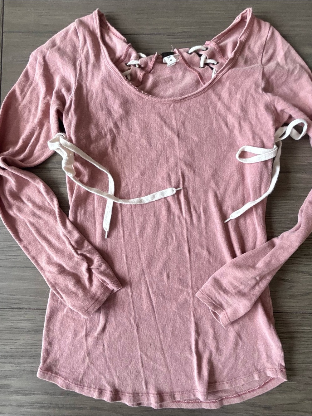 We The Free Rose Lace-Up Long Sleeve Tee with White Ties